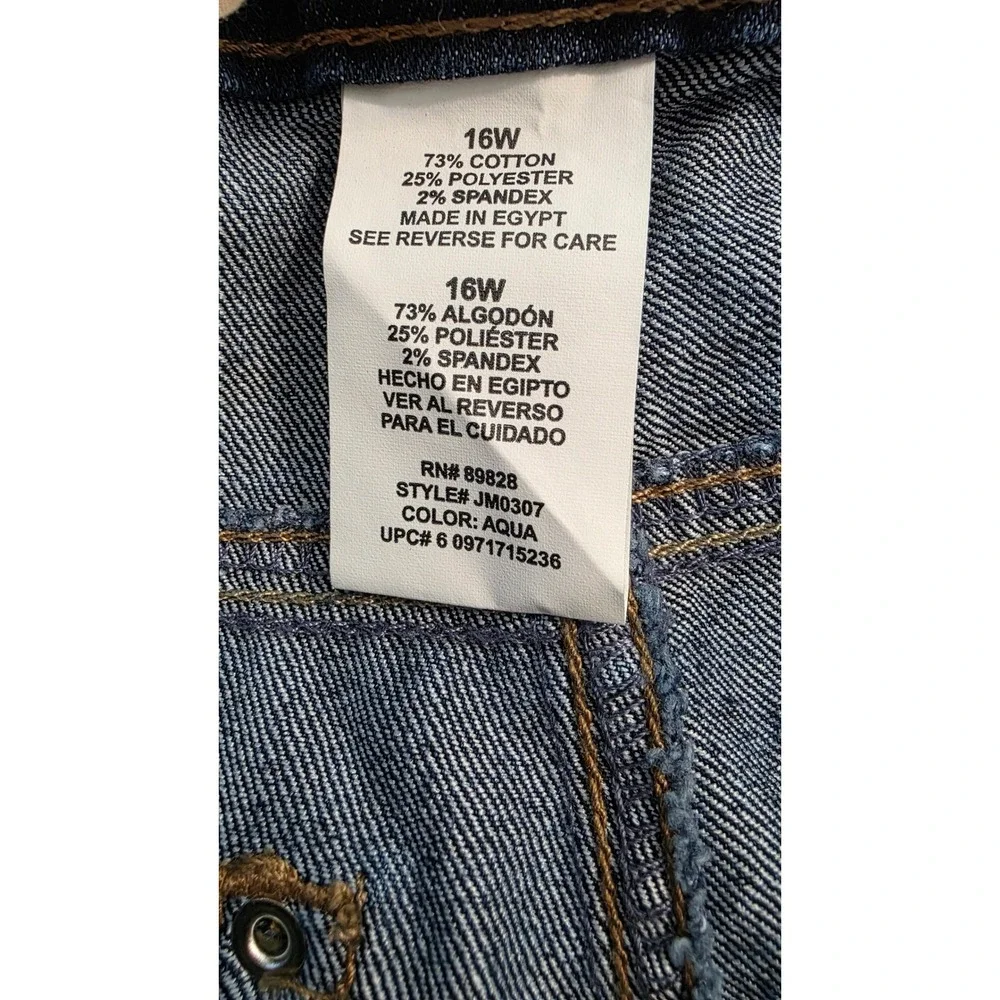 Just My Size JMS Womens 16W Stretch Straight Leg Jeans Dark Wash Studded Pockets